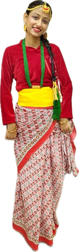 Nepali Girl Saree-Blouse with Jewellery